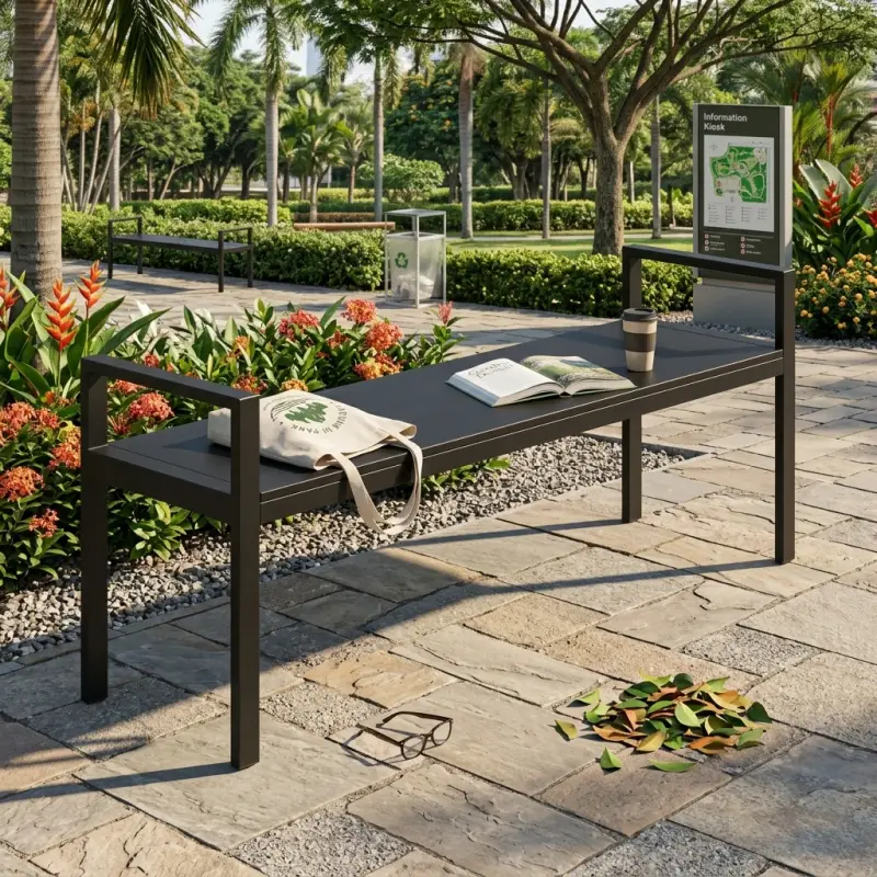 Bangku Taman Besi Minimalis dengan Armrest [4]