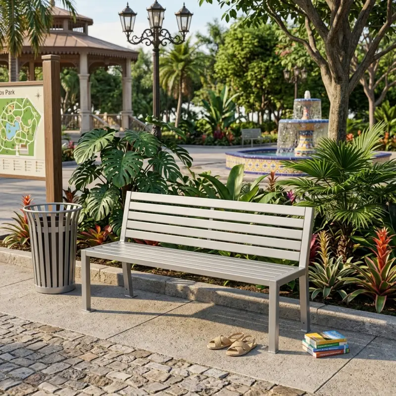 Bangku Taman Besi Slat Sandaran [2]