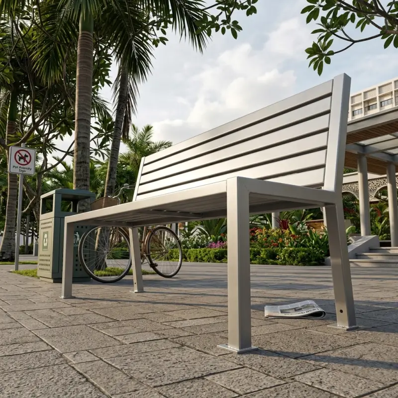 Bangku Taman Besi Slat Sandaran [3]