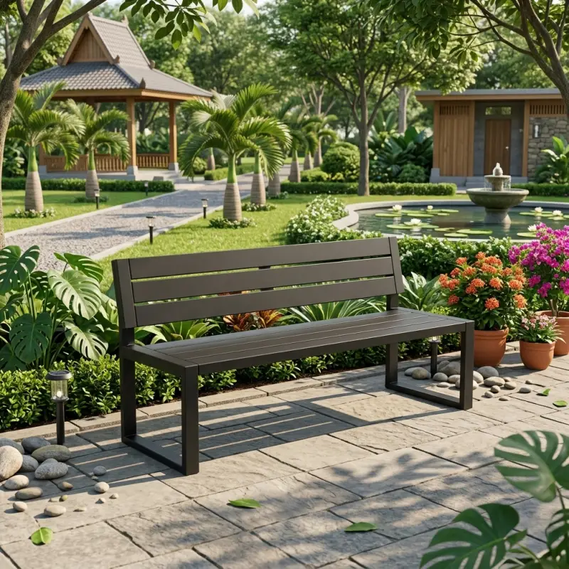 Bangku Taman Besi Slat Sandaran Industrial [3]