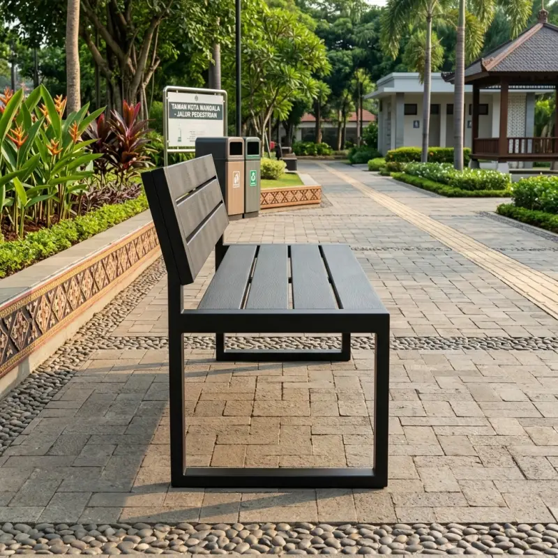 Bangku Taman Besi Slat Sandaran Industrial [4]