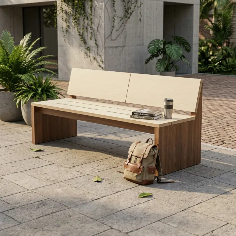 Bangku Taman Kayu Minimalis Sandaran Panel [3]