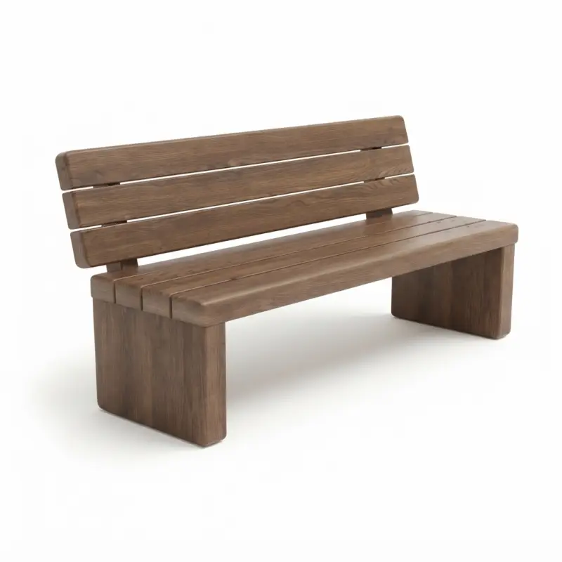 Bangku Taman Kayu Solid dengan Sandaran [5]