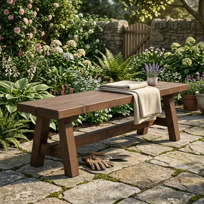 Bangku Taman Kayu Solid Gaya Rustic A-Frame [2]