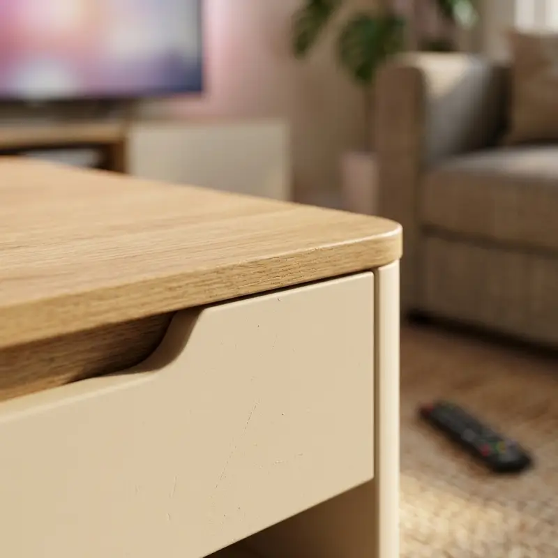 Coffee Table Kayu dengan Laci dan Rak Terbuka [3]