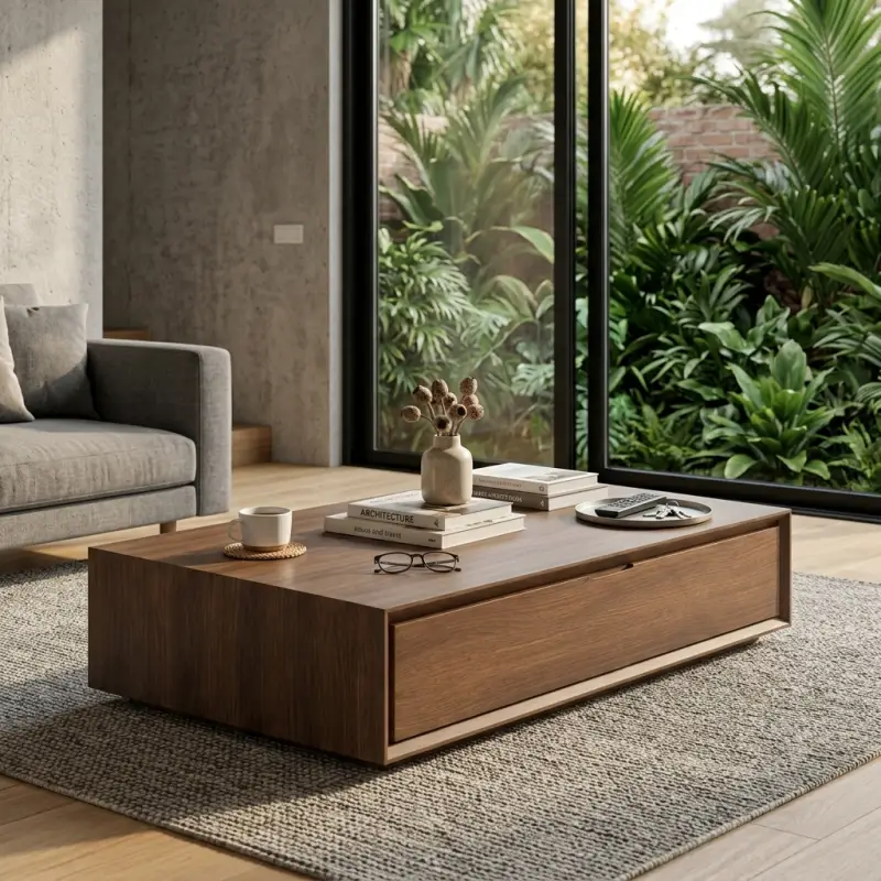 Coffee Table Kayu dengan Laci Tersembunyi [5]