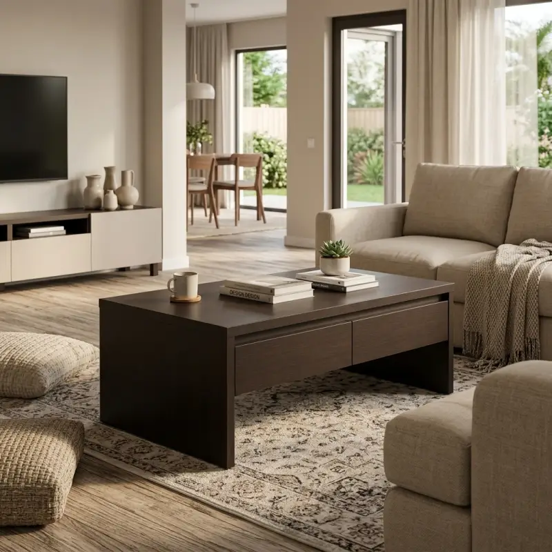Coffee Table Kayu Laci 2 Pintu Finishing Wenge [6]