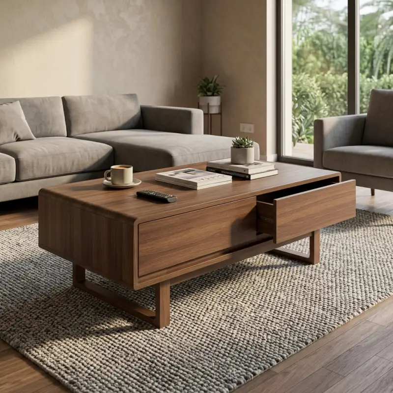 Coffee Table Kayu Walnut dengan Laci Tersembunyi [4]