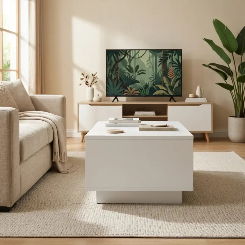 Coffee Table Laci Flush Minimalis dengan Open Shelf [3]