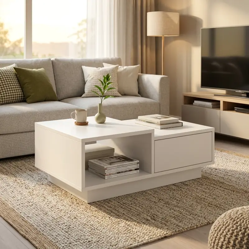 Coffee Table Laci Flush Minimalis dengan Open Shelf [4]