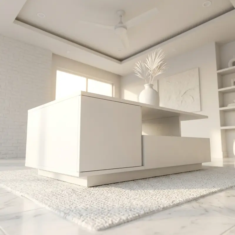 Coffee Table Minimalis dengan Laci dan Rak Terbuka [3]