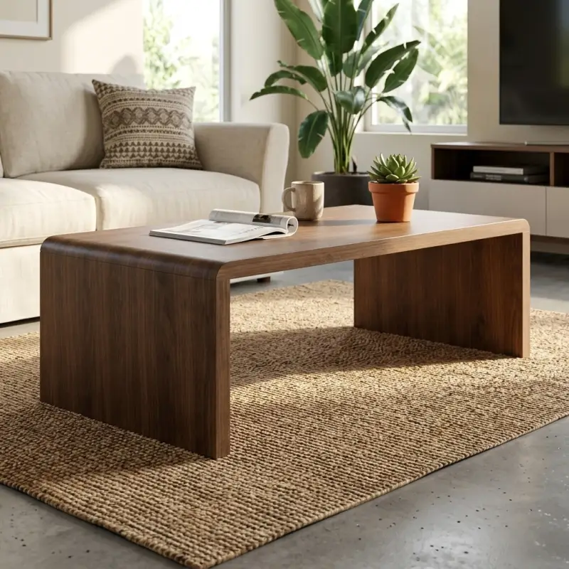 Coffee Table Waterfall Kayu Walnut Finishing Natural [4]