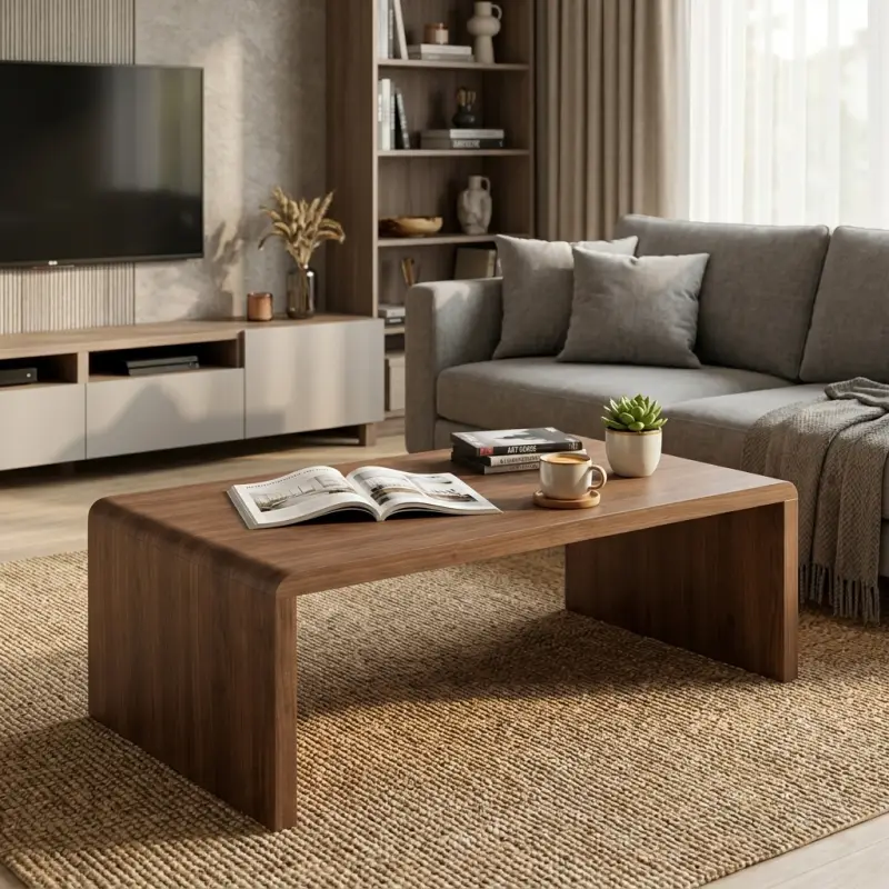 Coffee Table Waterfall Kayu Walnut Finishing Natural [6]