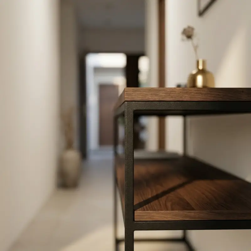 Console Table Besi Kayu 2 Rak [1]