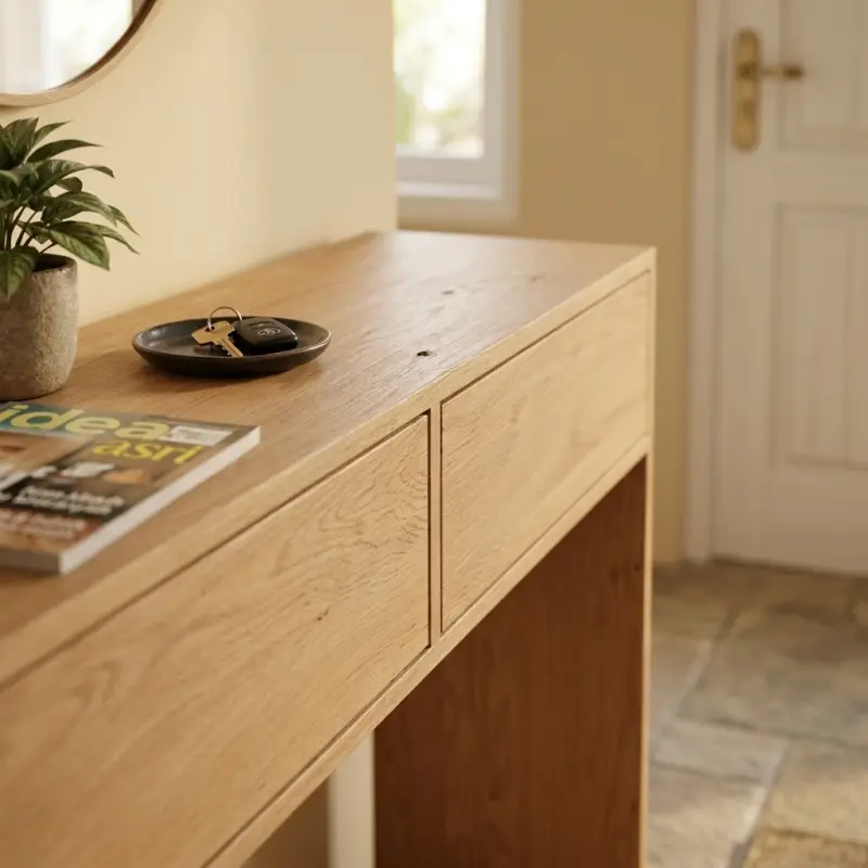 Console Table Kayu 2 Laci Rak Bawah Scandinavian [6]