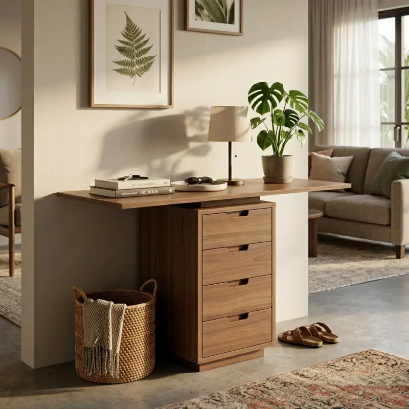 Console Table Kayu dengan 4 Laci Penyimpanan [2]