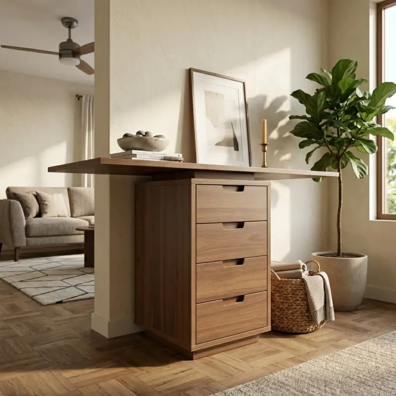 Console Table Kayu dengan 4 Laci Penyimpanan [4]