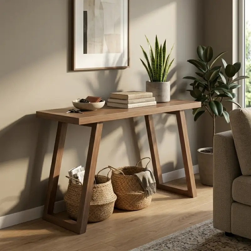 Console Table Kayu Kaki Trapesium Minimalis [2]