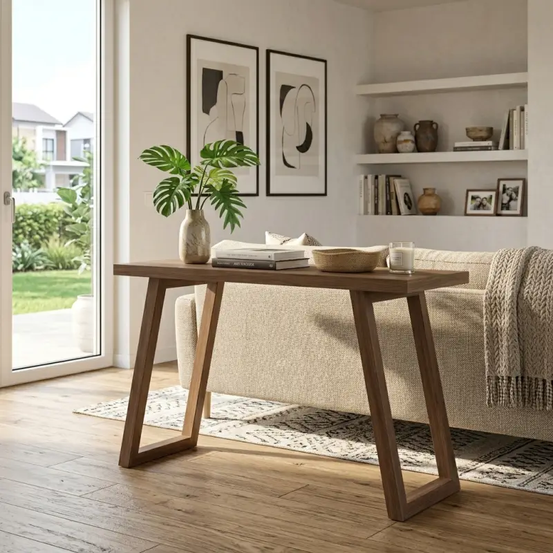 Console Table Kayu Kaki Trapesium Minimalis [3]