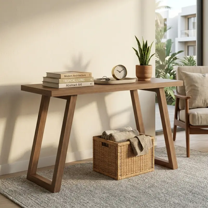 Console Table Kayu Kaki Trapesium Minimalis [4]