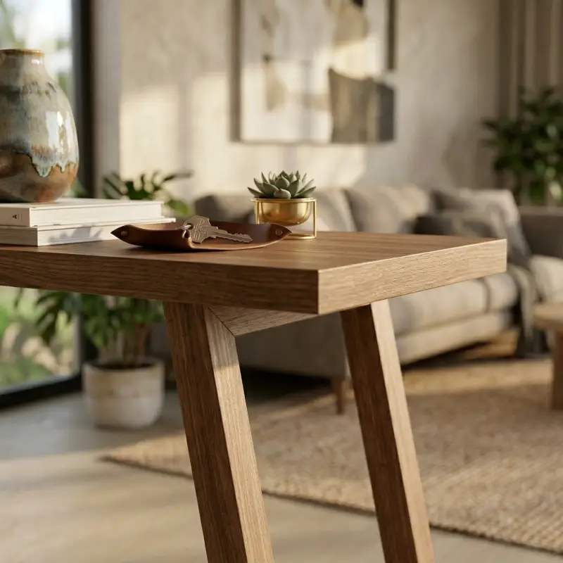 Console Table Kayu Kaki Trapesium Minimalis [5]