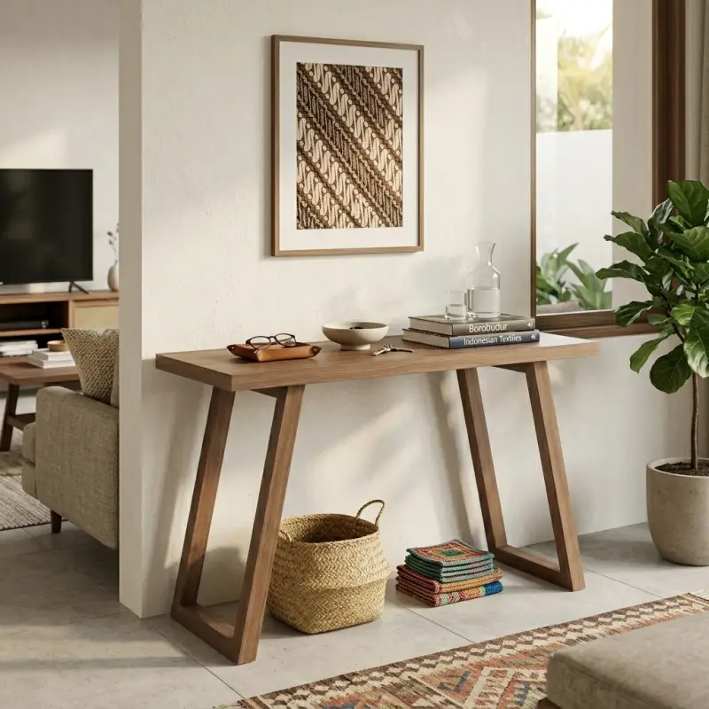 Console Table Kayu Kaki Trapesium Minimalis [6]