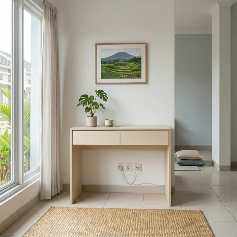 Console Table Laci Kayu Minimalis Finishing Natural [2]