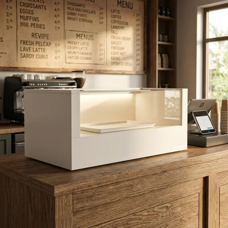 Etalase Display Pastry Kaca Geser Putih [5]