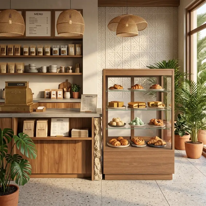 Etalase Display Pastry Rangka Kayu Rak Kaca [2]
