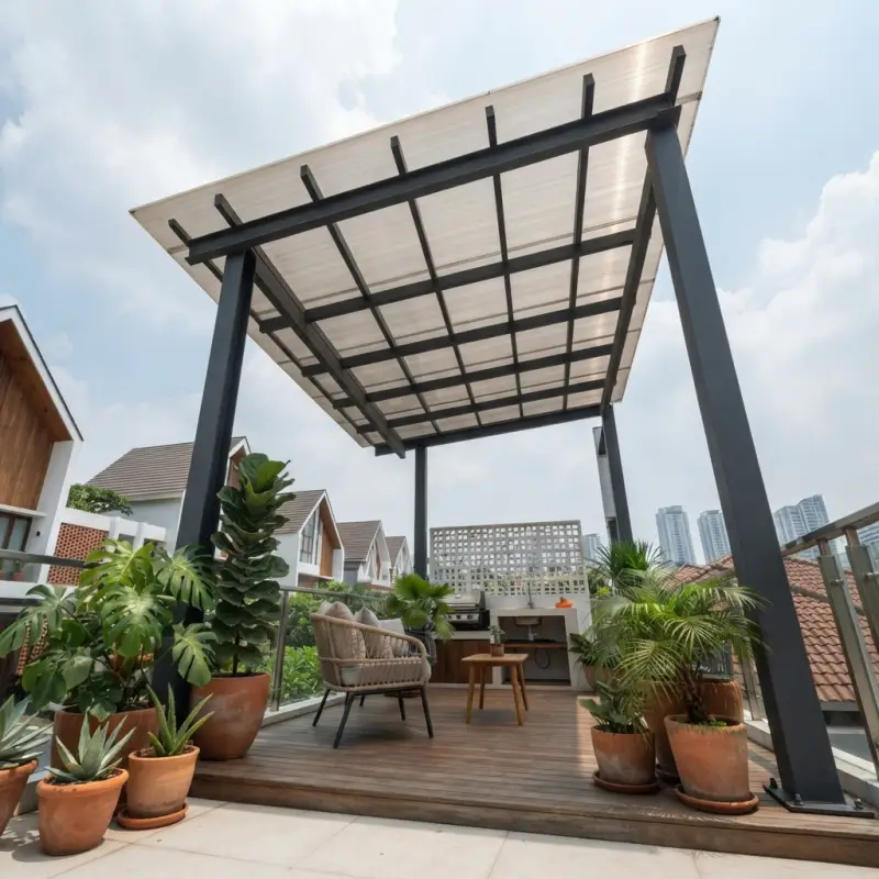 Kanopi Balkon Besi Hollow Atap Polycarbonate Modern [4]