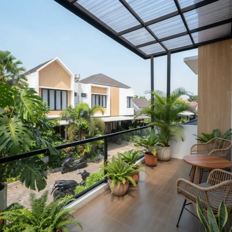 Kanopi Balkon Besi Hollow Atap Polycarbonate Transparan [2]