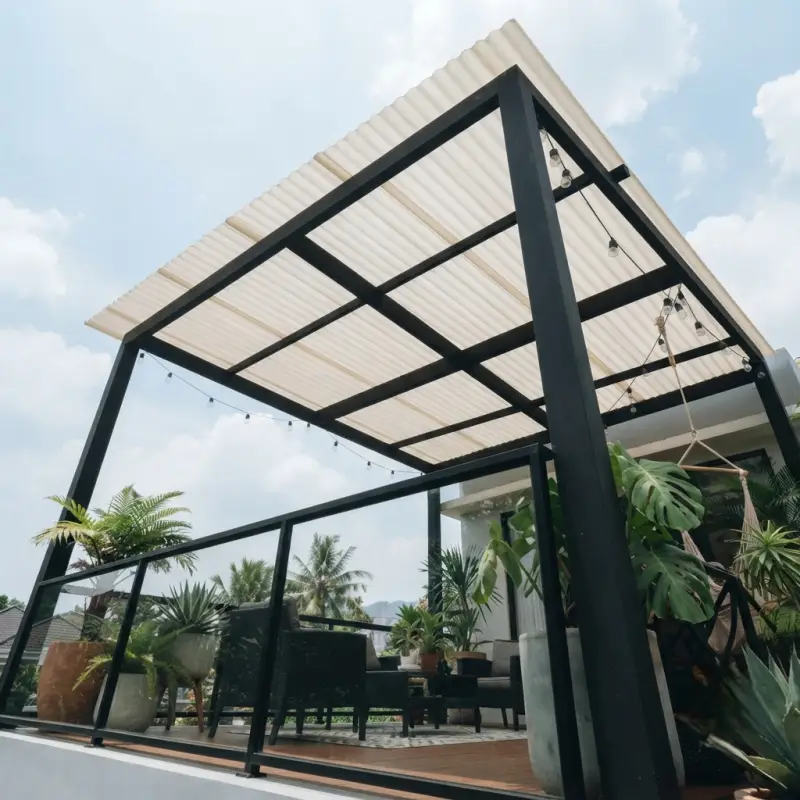 Kanopi Balkon Rangka Besi Atap Kain Pleats Modern [3]