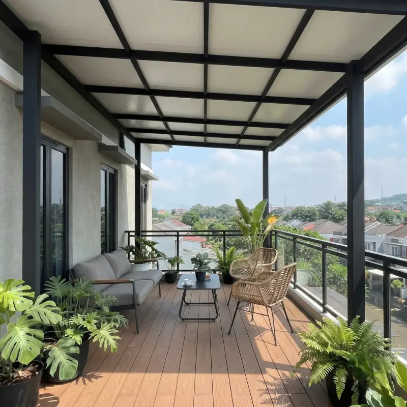 Kanopi Balkon Rangka Besi Hollow Atap Polycarbonate [4]