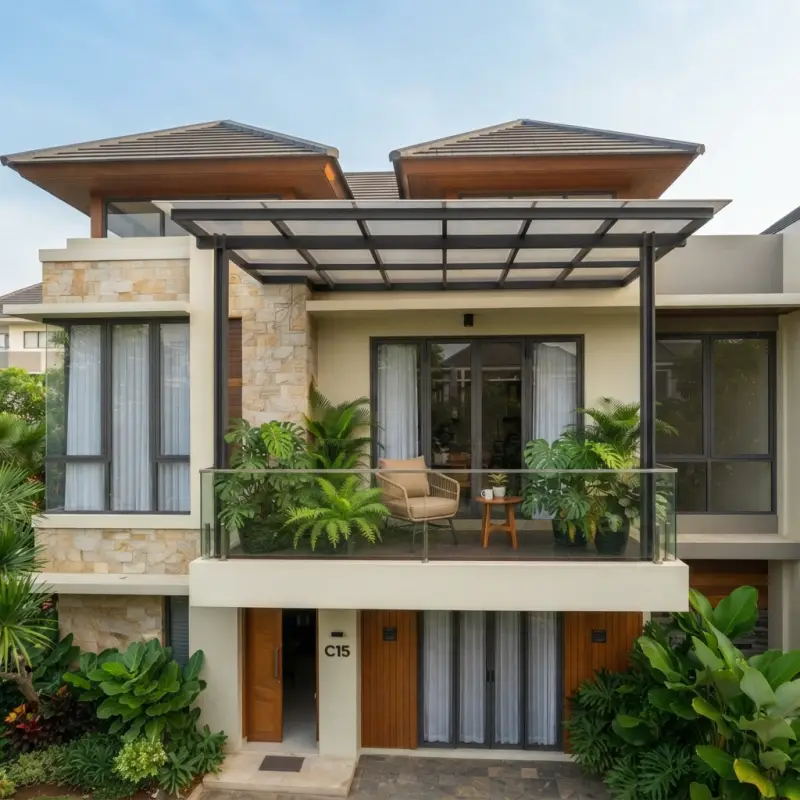 Kanopi Balkon Rangka Besi Hollow Atap Polycarbonate [2]