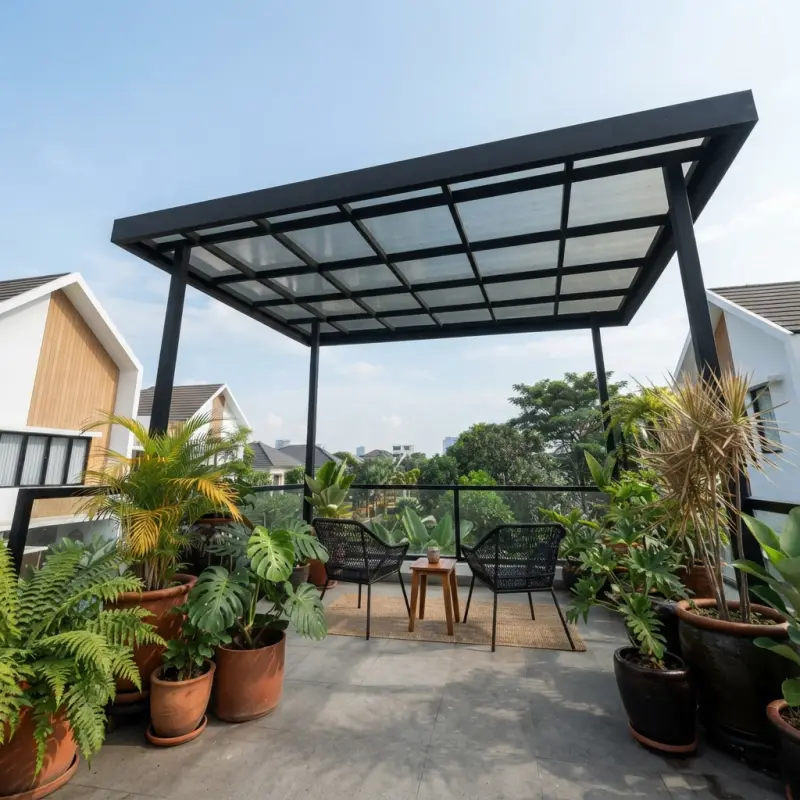 Kanopi Balkon Rangka Besi Hollow Atap Polycarbonate [4]