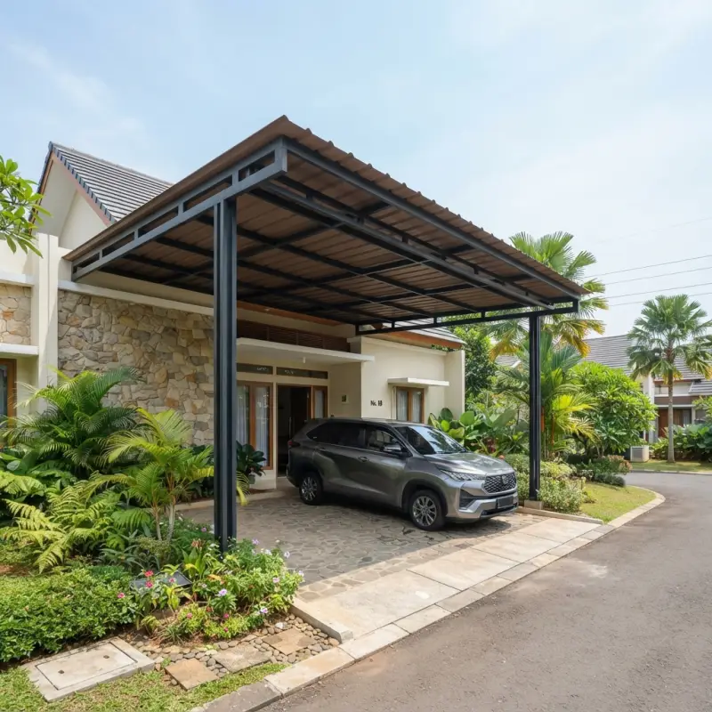 Kanopi Carport Baja Rangka Hollow Atap Spandek Minimalis [2]