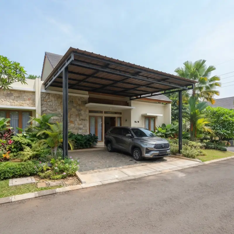 Kanopi Carport Baja Rangka Hollow Atap Spandek Minimalis [4]