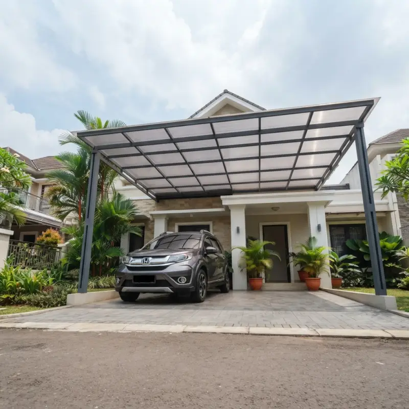 Kanopi Carport Besi Hollow Atap Polycarbonate Modern [2]