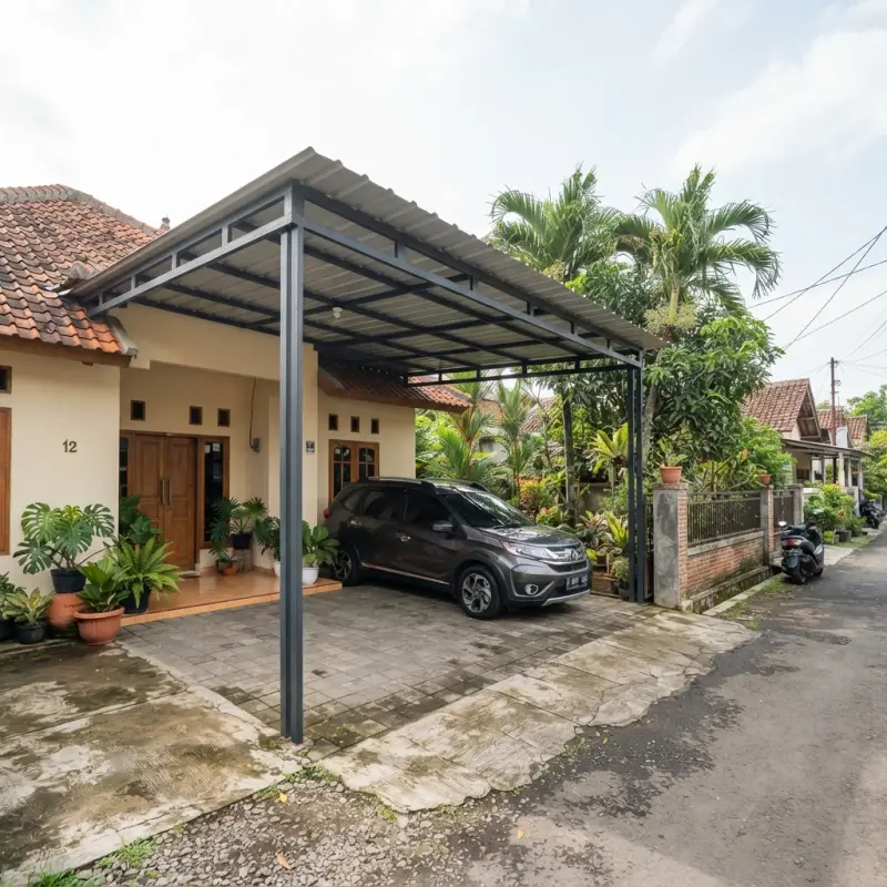 Kanopi Carport Rangka Baja Profil Kotak Atap Gelombang [2]