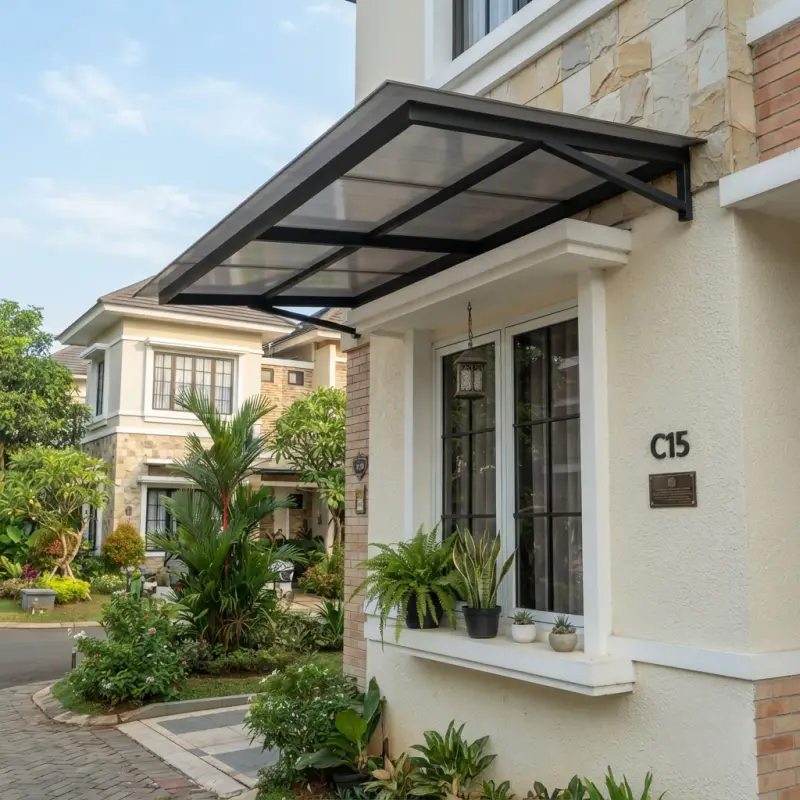 Kanopi Jendela Besi Hollow Atap Polycarbonate coat hitam [4]