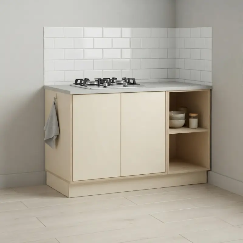 Kitchen Cabinet Bawah dengan Rak Terbuka dan Laci [4]