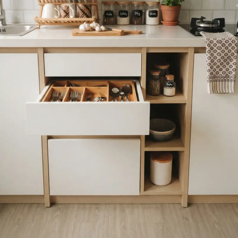 Kitchen Cabinet Minimalis One-Wall dengan Upper & Lower Cabinet [4]