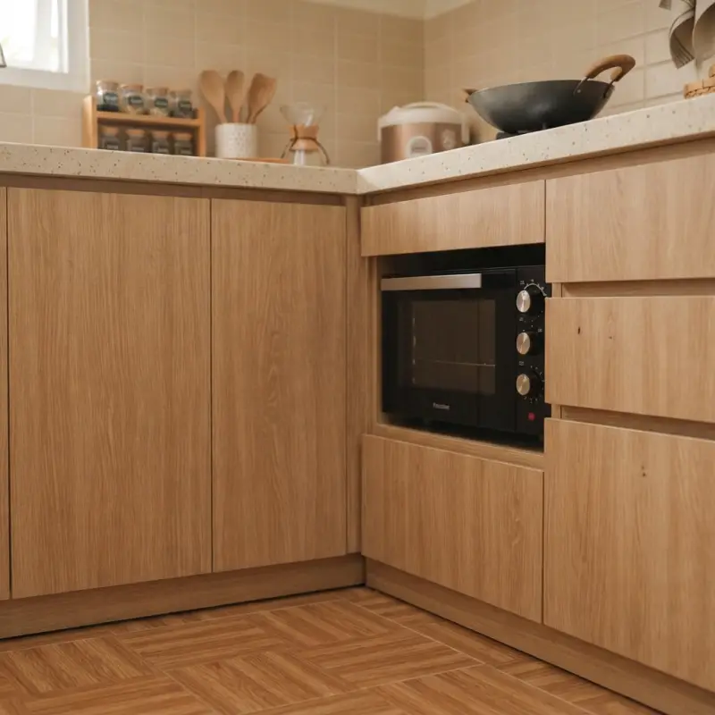 Kitchen Cabinet Set L-Shape Finishing Woodgrain [2]