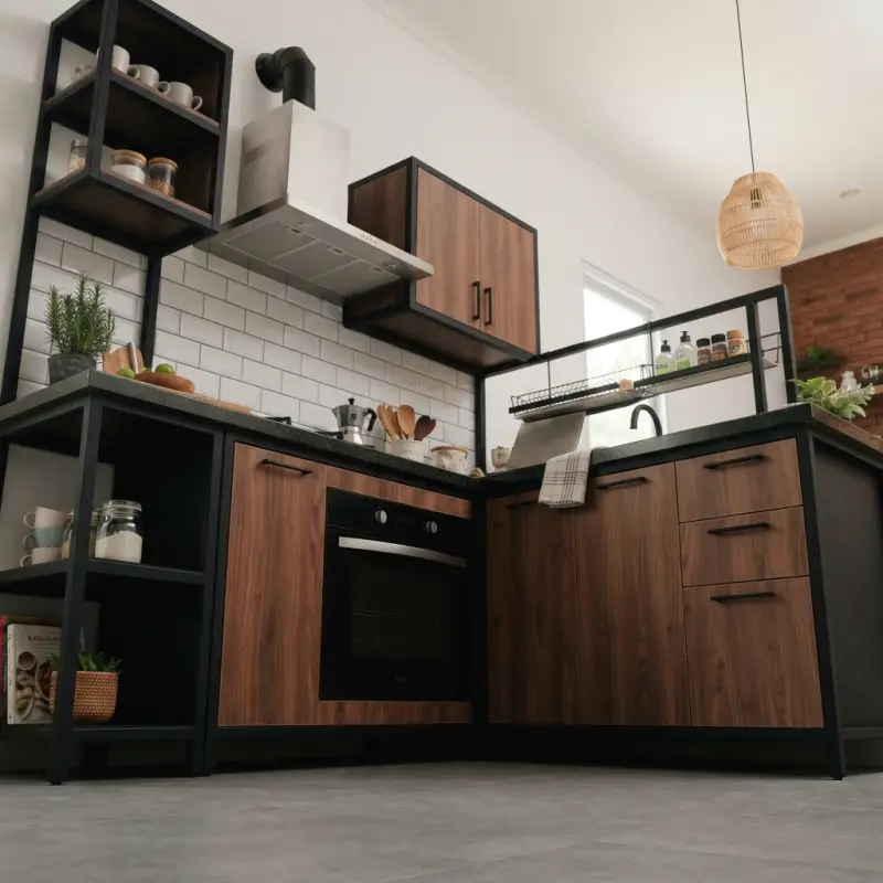 Kitchen Set Industrial L-Shape Top Granit Hitam [2]