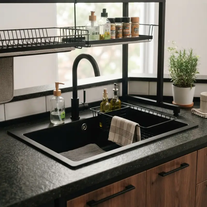 Kitchen Set Industrial L-Shape Top Granit Hitam [3]