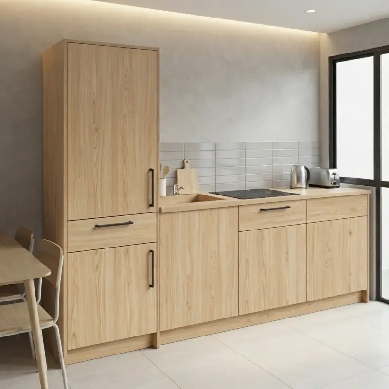 Kitchen Set Kayu Minimalis dengan Lemari Tinggi dan Laci Tarik [4]