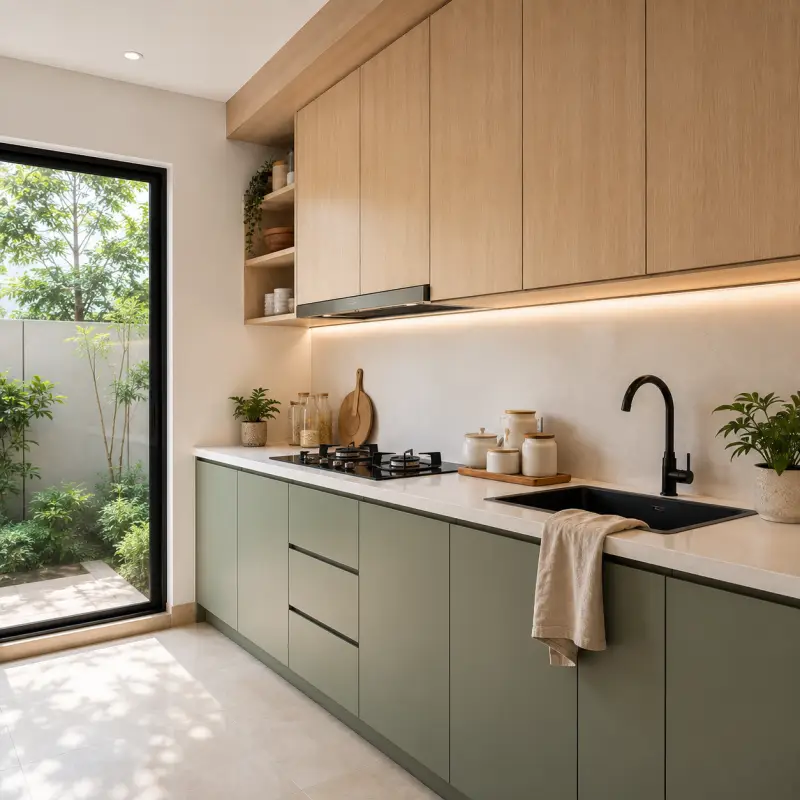 Kitchen Set Kayu Oak Sage Green Dua Lapis [2]