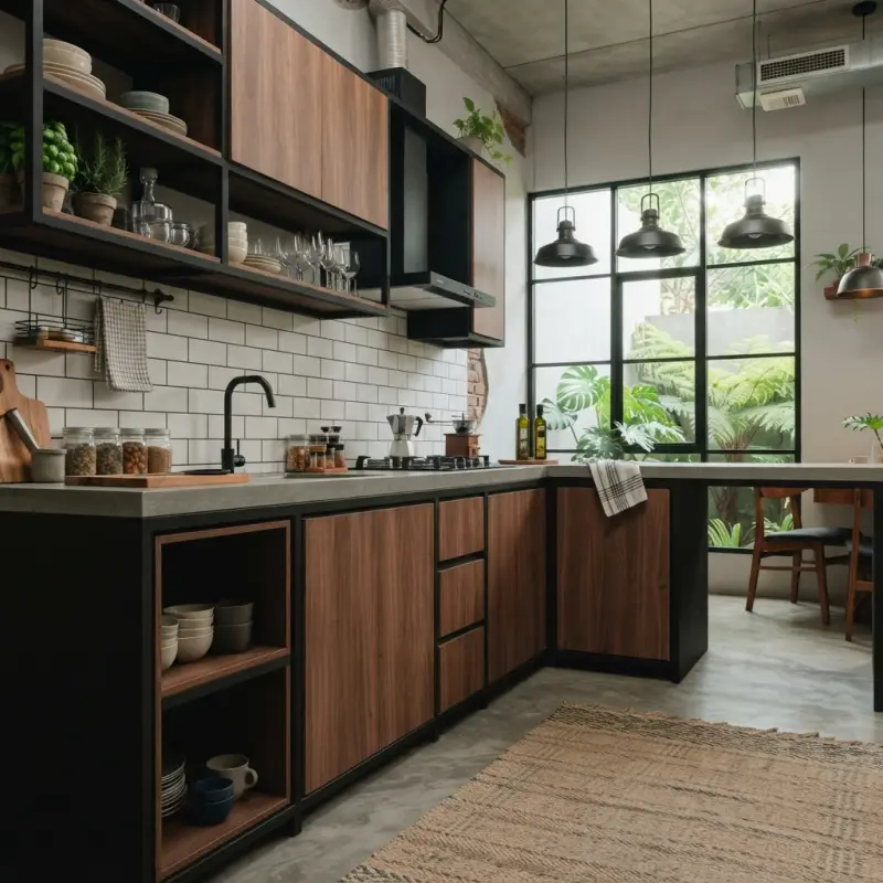 Kitchen Set L-Shape Industrial Rangka Besi Finishing HPL [4]