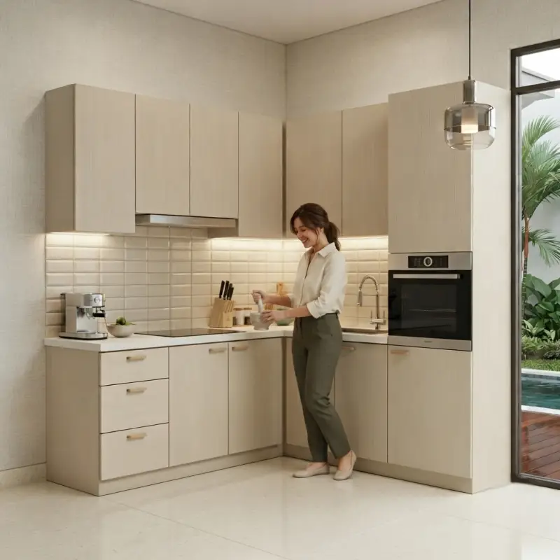 Kitchen Set Minimalis Finishing Woodgrain Krem [5]