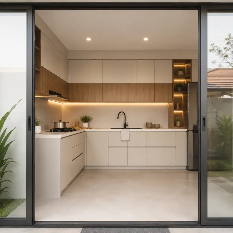 Kitchen Set Minimalis L-Shape dengan Upper & Lower Cabinet [3]
